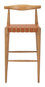 Modern Tan Barstool, Rubberwood Frame by Zuo Modern
