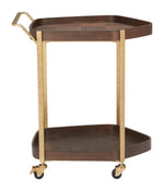Modern Walnut Bar Cart – Two-Tier MDF Shelves & Steel Frame by Zuo Modern
