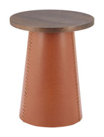 Modern Brown Table – Faux Leather & Wood Design