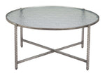 Modern Silver Rippled Glass Round Coffee Table by Zuo Modern