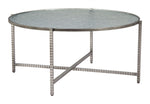 Elegant Silver Coffee Table with Rippled Glass Top