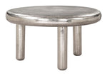 Arian Silver Round Coffee Table – Recycled Aluminum Modern Accent Piece
