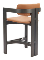 Durable Fir Wood Bar Stool with Padded Faux Leather Seat