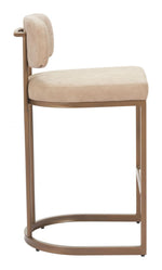Contemporary Counter Chair – Plush Faux Leather, Powder-Coated Steel Frame