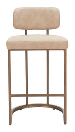 Set of 2 Beige Counter Stools – Durable Plywood Seat with Footrest