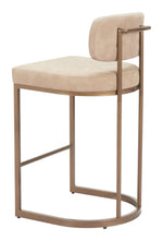 Upholstered Counter Stool – Beige Faux Leather for Home or Hospitality