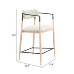 Modern Oyster Gray Counter Stool – Textured Fabric with Faux Wood Legs