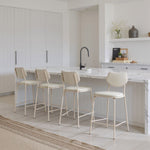 Upholstered Fabric & Faux Leather Bar Stools with Footrest