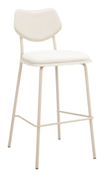 Zeal Bar Stool Set of 4 – Light Gray Fabric with PVC Leather, 40.9