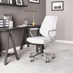Zuo Modern Enterprise Task Chair White – Faux Leather & Chrome Frame