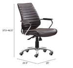 Contemporary Office Chair Espresso – Chrome Frame Swivel by Zuo Modern