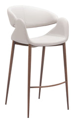 Modern Beige & Walnut Limay Barstool – Comfortable Faux Leather Seat