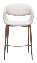 Modern Beige & Walnut Counter Stool – Ergonomic Faux Leather Comfort