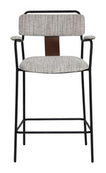 Contemporary Chenille & Faux Leather Counter Stool by Zuo Modern