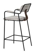 Luxury Bar Stool in Gray Tweed – Soft Fabric & Steel Frame