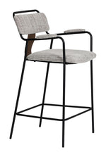 Luxury Bar Stool in Gray Tweed – Soft Fabric & Steel Frame