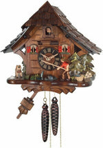 One Day Cuckoo Clock Cottage with Fisherman and Hand-carved Dog