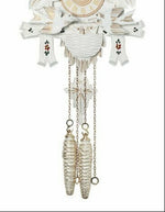 Traditional White Cuckoo Clock with Maple Leaf Pendulum and Gold Trim