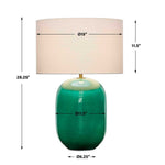 Hollis Table Lamp – Vibrant Teal Ceramic With Drum Shade – 28.25
