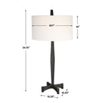 Distressed Black Lamp with White Shade – 35