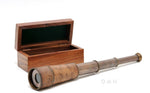 Handheld Telescope – Brass With Brown Leather – 16 Inch Nautical Decor