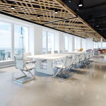 Zuo Modern White Conference Room Chairs with Chrome Frame