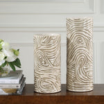 Timber Swirl Vases Rustic Blend Ceramic with Elegant Swirl Texture, Set of 2
