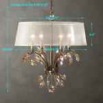 Luxury Pendant Style Chandelier with Silken Champagne Sheer Shade