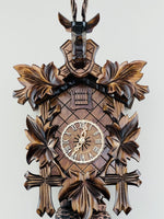 Eight Day Hunter's Cuckoo Clock – 15 in Buck, Maple Leaves & Rifles – Classic German Mechanical By River City Clocks