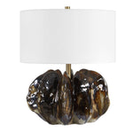 Transitional Ceramic Table Lamp with Brass Accents