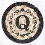 Earth Rugs Q Monogram Jute Coaster – Rustic 5 Inch Table Decor