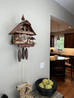 Cuckoo Clock with Moving Woodchopper and Rotating Dancers 18.5 Inch Height Cottage Style By River City Clocks