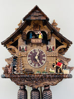 Musical Cuckoo Clock With 15 Inch Height Cottage Style And Moving Fisherman And Waterwheel By River City Clocks