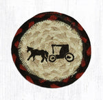 Primitive Country Coaster – Amish Buggy Print on Jute