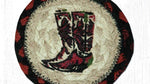 Square coaster with boot pattern