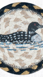 Square coaster with loon pattern