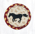 Running Horse Print Coaster – Natural Jute Accent for Lodge & Ranch Homes