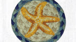 Nautical Table Coaster – Braided Jute with Hand-Printed Starfish Design