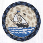 Nautical white sailboat printed coaster 5x5 for coastal décor