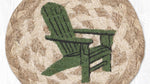 Beach Cottage Coaster – Braided Jute Round with Adirondack Design
