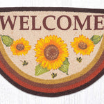 Seasonal Entryway Mat – Hand Stenciled Sunflower Slice Rug for Spring Décor