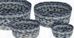 Farmhouse Style Casserole Basket Set – Denim Blue Braided Jute Bowls
