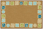 Carpets for Kids Alphabet Blocks Nature Colors Border Learning Rug, 4' x 6' Rectangle