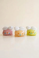 set of 3 glass bunnies