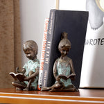 Solid Brass Child Reading Sculptures for Office or Classroom