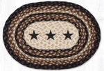 Earth Rugs Black Stars Oval Jute Placemat 13x19 Rustic Farmhouse Table Mat