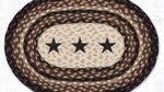 Hand-braided jute oval placemat 13x19 black stars design