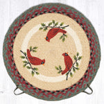 Earth Rugs Festive Jute Round Chair Cushion – Cardinal & Holly Print
