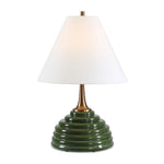 Striking dark green ribbed ceramic base with brass-plated accents