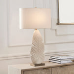 Indoor Ceramic Table Lamp with Brass Accents